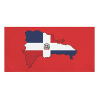 Thumbnail for Red Dominican Republic Flag Map Beach Towel |  Luxe Mink-Cotton Blend