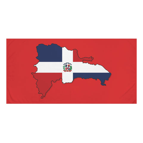 Red Dominican Republic Flag Map Beach Towel |  Luxe Mink-Cotton Blend