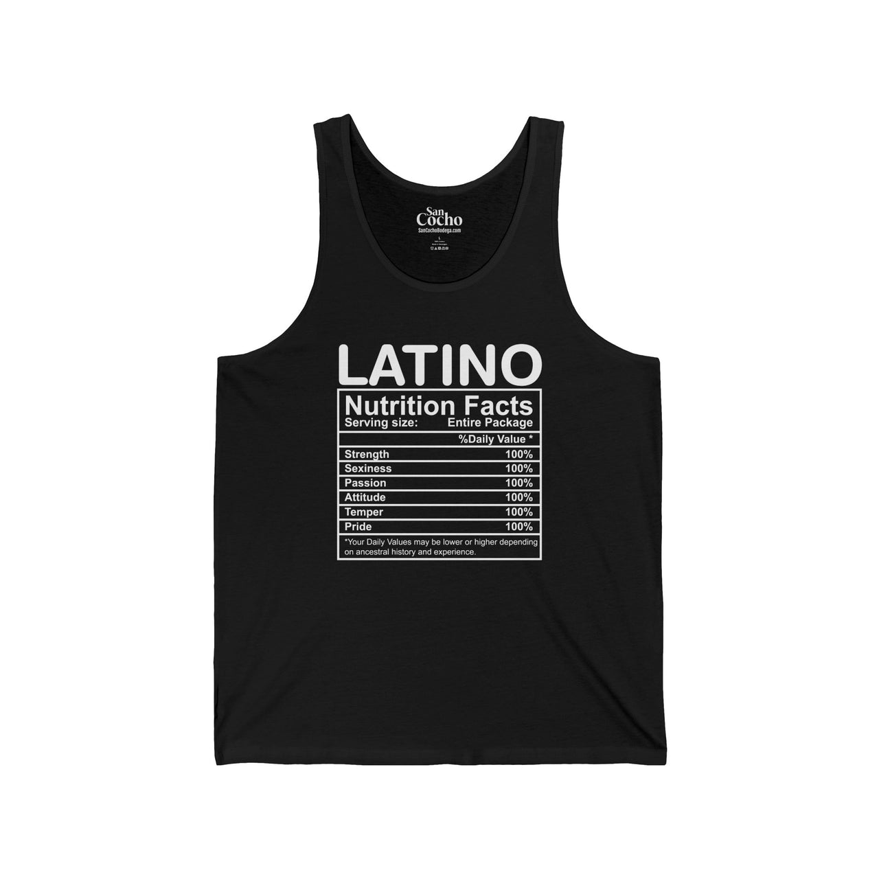 Latino Nutrition Facts Unisex Tank | Strength Passion & Pride Tank-top