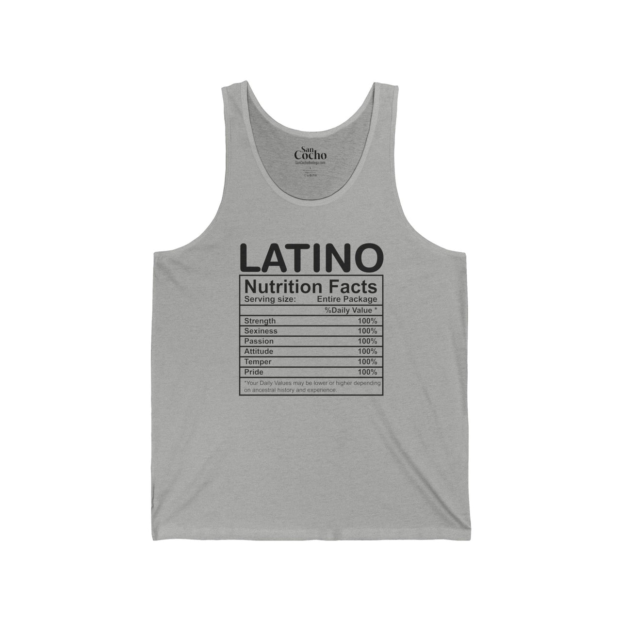 Latino Nutrition Facts Unisex Tank | Strength Passion & Pride Tank-top