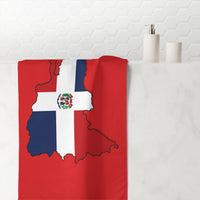 Thumbnail for Red Dominican Republic Flag Map Beach Towel |  Luxe Mink-Cotton Blend