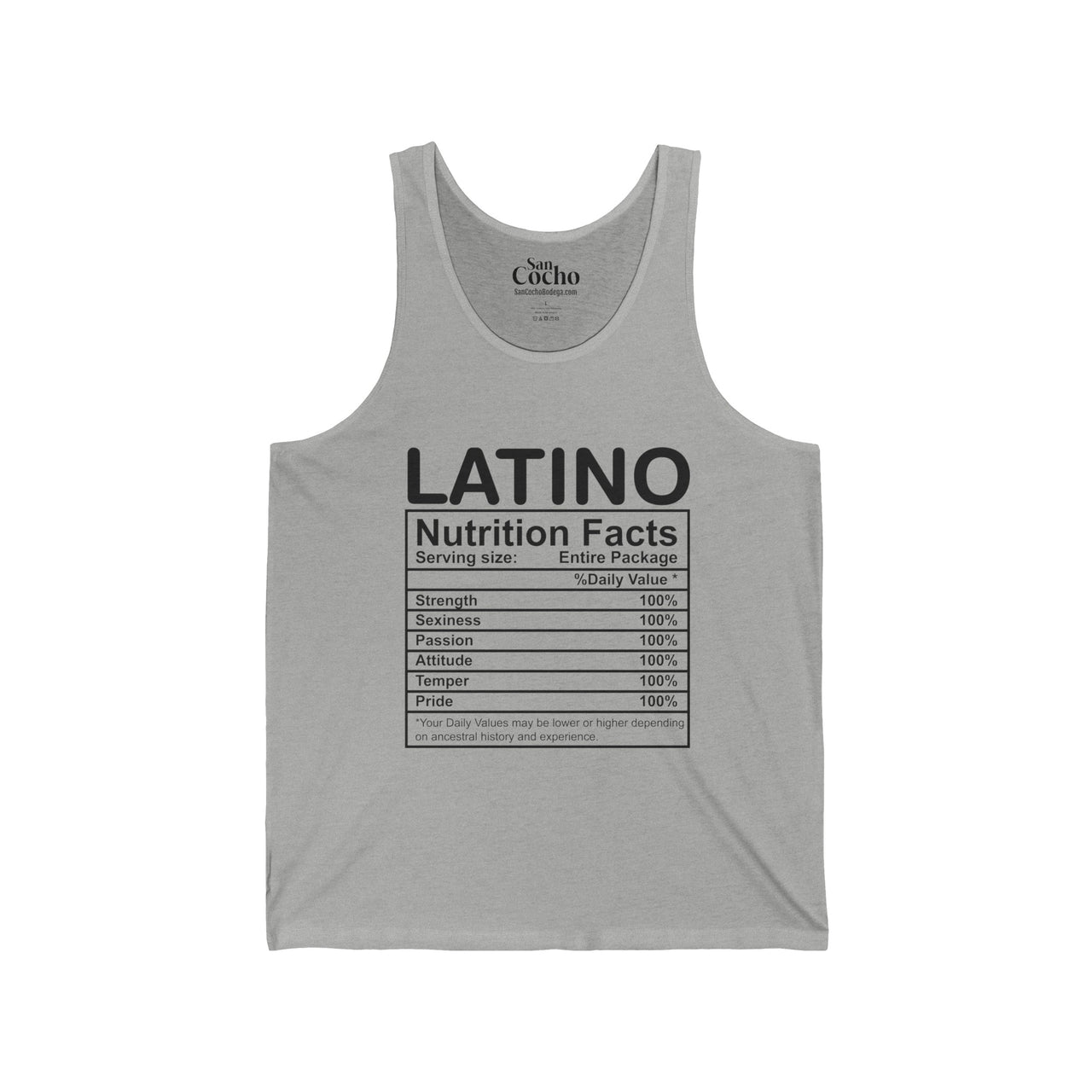 Latino Nutrition Facts Unisex Tank | Strength Passion & Pride Tank-top