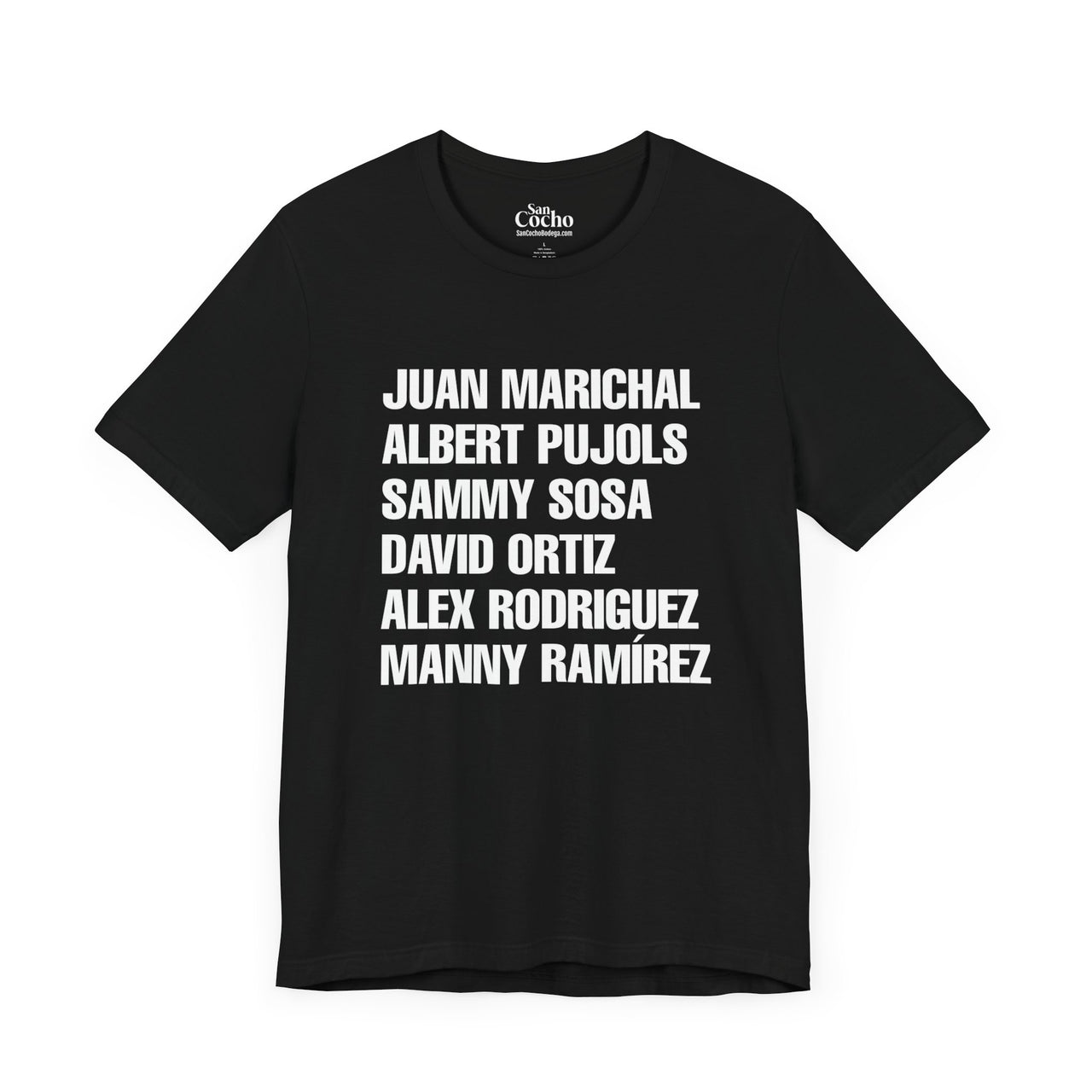 Black Bella+ Canvas T-Shirt with MVPs of Dominican Baseball Text