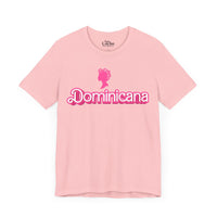 Thumbnail for Pink Bella Canvas 3001 graphic tshirt with a Barbie con Rollos graphic and the words 