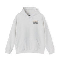 Thumbnail for Flat lay ash gray Gildan 18500 graphic hoodie with 