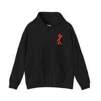 Thumbnail for Flat-lay of a black Gildan 18500 graphic Hoodie with a 80s style image of stick figure near the pocket in the Tribe Called Quest style