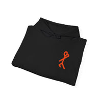 Thumbnail for Folded flat-lay of a black Gildan 18500 graphic Hoodie with a 80s style image of stick figure near the pocket in the Tribe Called Quest style