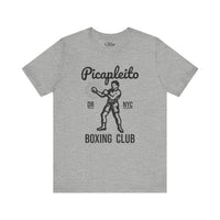 Thumbnail for Gray Bella Canvas 3001 graphic tshirt with a vintage image of a guy in boxing gloves with the words 