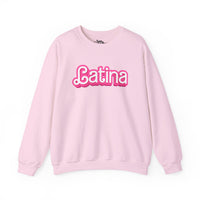 Thumbnail for Pink Gildan 18000 graphic crew neck sweatshirt with the words 