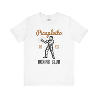 Thumbnail for White Bella Canvas 3001 graphic tshirt with a vintage image of a guy in boxing gloves with the words 