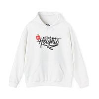 Thumbnail for White Gildan 18500 graphic hoodie with a apple with the letters 